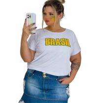 Camiseta Blusa Feminina Plus Size Copa Brasil Tamanho Grande - INSPIRE