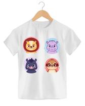 Camiseta Blusa Infantil Animais Safari Selva Floresta Urso Panda Bicho Preguiça