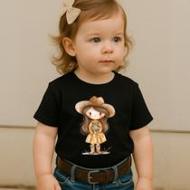 Camiseta Blusa Infantil Feminina Estampa Menina Fazendeira 020 Country Rodeio Roça Inverno Look - NoBrand