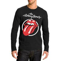 Camiseta blusa manga longa Rolling Stones logo retrô