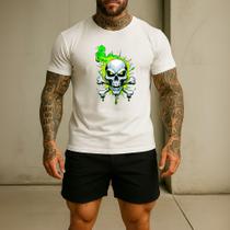 Camiseta Blusa Masculina Ref 260 Academia Treino Caveira Verde Tecido Algodão 30.1 Gola Redonda Camiseta Blusa Masculina Ref 260 Academia Treino Caveira Verde Tecido Algodão 30.1 Gola Redonda