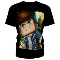 Camiseta blusa preta infantil minecraft menino