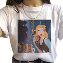 Camiseta Blusa T-shirt Cinderela Lanche Princesa Tumblr...