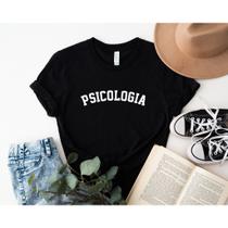 Camiseta Blusa T-shirt Feminina Psicologia Preta/Branca