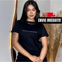 Camiseta Blusa tshirt preta empreendedora feminina 100% algodão 30.1 penteado