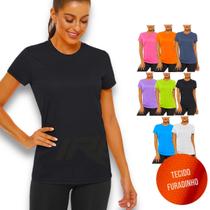 Camiseta Blusinha Dry MALHA FRIA POLIMIDA Tecido Furadinho feminina Academia Corrida Yoga 608 - IRON