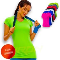 Camiseta Blusinha Dry MALHA FRIA POLIMIDA Tecido Furadinho feminina Corrida Academia Yoga 604 - IRON