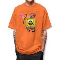 Camiseta BOB ESPONJA AGUA VIVA Camisa Básica 100% Algodão Premium