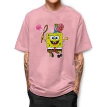 Camiseta BOB ESPONJA AGUA VIVA Camisa Básica 100% Algodão Premium