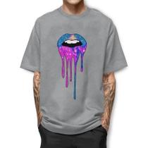 Camiseta Boca Colorida Camisa Streetwear Algodão Estampada Camiseta Boca Colorida Camisa Streetwear Algodão Estampada