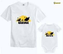 Camiseta + Body Hakuna Matata Kit Pai e Filho Filha