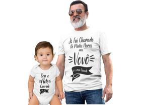 Camiseta Body Meu Primeiro Dia dos Pais com Meu Vovô Neto Kit 2 Branca - Del France