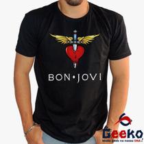 Camiseta Bon Jovi 100% Algodão Rock Geeko