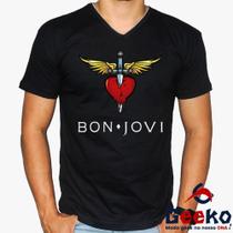 Camiseta Bon Jovi 100% Algodão Rock Geeko