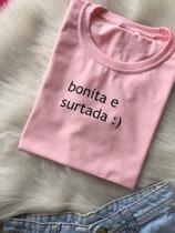 Camiseta Bonita E Surtada - Rosa/preta G