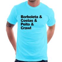 Camiseta Borboleta & Costas & Peito & Crawl - Foca na Moda