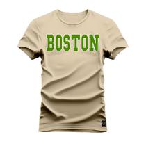 Camiseta Boston Classic Plus Size Forma Grande 30.1 Penteada Estampa Digital