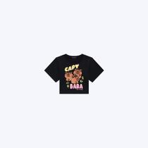 Camiseta Boxy Over Em Meia Malha Capivara Juvenil Menina Vic&Vicky 90362 Preto Camiseta Boxy Over Em Meia Malha Capivara Juvenil Menina Vic&Vicky 90362 Preto
