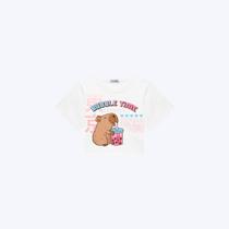 Camiseta Boxy Over Em Meia Malha Capivara Vic&Vicky Juvenil Menina 90366 Offwhite