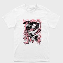Camiseta branca Algodão e Drytec Demon Slayer Nezuko kamado Lua rosa Tamanho:G2Tecido:100% Algodão
