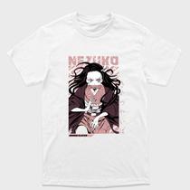 Camiseta branca Algodão e Drytec Demon Slayer Nezuko kamado Posição de ataque Tamanho:G1Tecido:100% Algodão