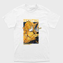 Camiseta branca Algodão e Drytec Demon Slayer zenitsurespiração do trovão Tamanho:GGTecido:Drytec
