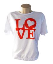 Camiseta Branca Baby Look Personalizada LOVE Amor