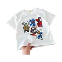 Camiseta Branca De Manga Curta Com Gola Redonda Para Meninos E Crianças Moda De Verão Top Infantil