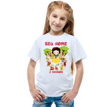 Camiseta Branca de Neve e os Sete Anões Desenho Camisa Personalizada Blusa Infantil e Juvenil Algodão com Poliéster