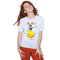 Camiseta Branca de Neve Pássaro Camisa Personalizada Blusa Infantil e Juvenil Algodão com Poliéster