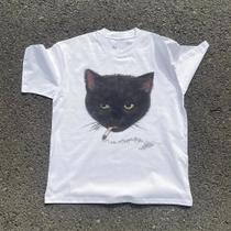 Camiseta Branca Estilo Hip Hop Com Estampa Gráfica De Gato Y2K Punk Grunge, Estética Emo Harajuku Camiseta Branca Estilo Hip Hop Com Estampa Gráfica De Gato Y2K Punk Grunge, Estética Emo Harajuku