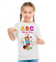 Camiseta Branca Infantil Letras Abc Alfabeto Abecedário