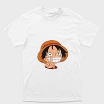 Camiseta Branca One Piece Monkey D. Luffy Criança fazendo V com o dedo Tamanho:G3Tecido:Drytec Camiseta Branca One Piece Monkey D. Luffy Criança fazendo V com o dedo Tamanho:G3Tecido:Drytec
