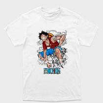 Camiseta Branca One Piece Monkey D. Luffy gear second Tamanho:G1Tecido:100% Algodão