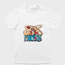 Camiseta Branca One Piece Monkey D. Luffy gomu gomu pistola Tamanho:G6Tecido:Drytec Camiseta Branca One Piece Monkey D. Luffy gomu gomu pistola Tamanho:G6Tecido:Drytec