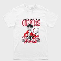 Camiseta Branca One Piece Monkey D. Luffy The Captain Tamanho:GTecido:Drytec Camiseta Branca One Piece Monkey D. Luffy The Captain Tamanho:GTecido:Drytec
