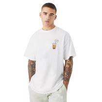Camiseta Branca Oversized Bora Tomar Uma Boteco Algodão