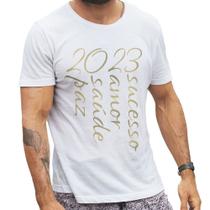 Camiseta Branca Reveillon 2023 Desejos para o Ano Novo