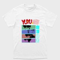 Camiseta branca YuYu Hakusho Yusuke kurama Kuwabara hiei faixas verticais Tamanho:G5Tecido:Drytec Camiseta branca YuYu Hakusho Yusuke kurama Kuwabara hiei faixas verticais Tamanho:G5Tecido:Drytec