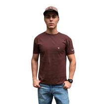 Camiseta Brand Western Marrom Logo Bege Tamanho:M
