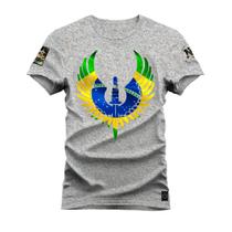 Camiseta Brasão Nation Plus Size Grande T-Shirt Estampada Varias Cores