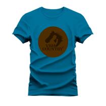 Camiseta Brasão Vida Country Estampada Algodão Gola Redonda