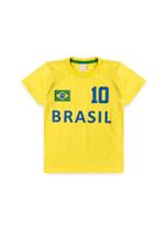 Camiseta Brasil 10 Infantil Unissex Amarelo Copa Do Mundo