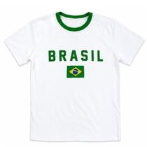 Camiseta Brasil Branca Com Bandeira Manga Curta Confortável