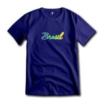 Camiseta Brasil Escrita Degradê Malha Fria Antipilling