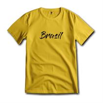 Camiseta Brasil Estampa Preta Malha Fria Antipilling