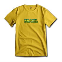 Camiseta Brasil Estampa Verde e Amarela Malha Fria Premium