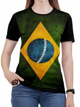 Camiseta Brasil Feminina Bandeira America blusa Vertical