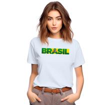 Camiseta Brasil Frase Camisa Personalizada Blusa Infantil e Juvenil Algodão com Poliéster