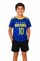 Camiseta Brasil Infantil Copa Azul Manga Curta Camiseta Brasil Infantil Copa Azul Manga Curta